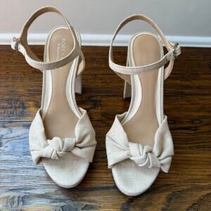 Antonio Melani Born on 5th Laurie Linen Knotted Ankle Strap Platform Sandals 7.5